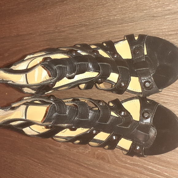 Fergie Black Open-Toed High Heels Size 5.5M - Picture 2 of 3